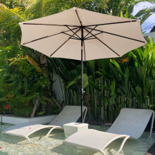 (Khaki) 3M Garden Parasol Sunshade Outdoor Patio Umbrella