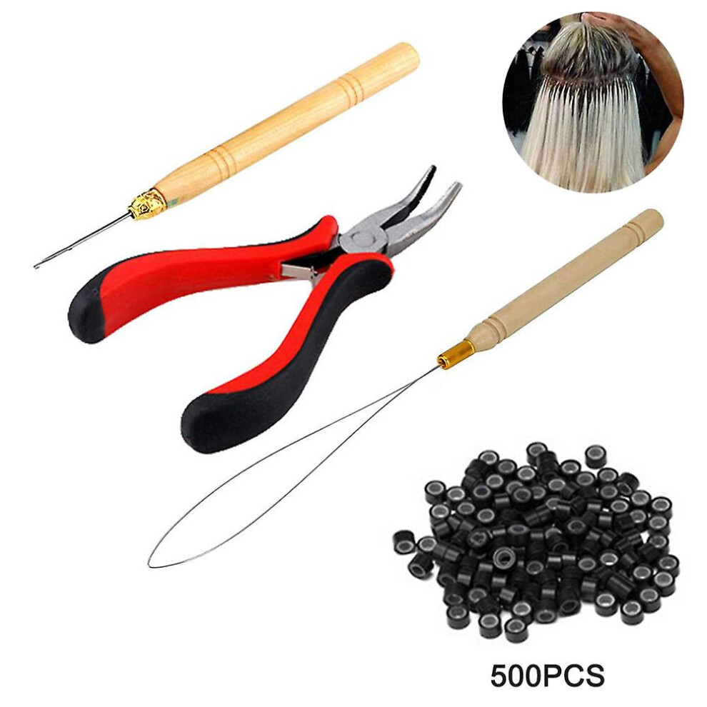 Unisex Not,Specified 500Pcs Micro Ring Loop Needle Pliers Tool Hair Extensions Accessori