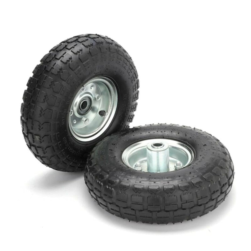 (4Pcs) 2 /4x 10" PNEUMATIC SACK TRUCK TROLLEY WHEEL BARROW TYRE TYRES WHEELS 4.10/3.5-4.0
