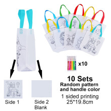 (10DMTYD 10CB) DIY Graffiti Bags with Coloring Marker Painting Non-Woven Gift Bags For Kids Arts Crafts