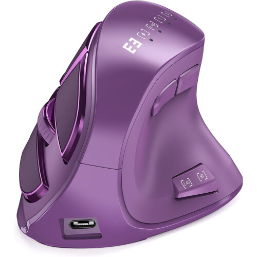 (Purple) Ergonomic Mouse, Wireless Vertical Mouse - Multipurpose Rechargeable Mouse