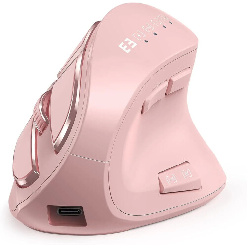 (pink) Ergonomic Mouse, Wireless Vertical Mouse - Multipurpose Rechargeable Mouse