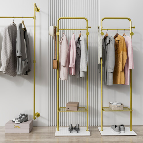 68.8 inch Coat Rack Stand with Shelf and Base Clothes Storage Stand 1
