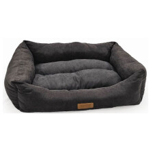 (Small - 60 x 50cm, Charcoal) HugglePets Luxury Dog Lounger Bed