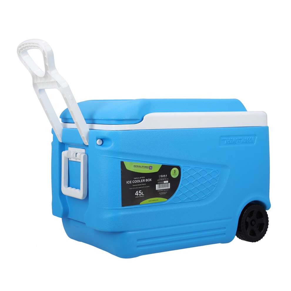 (Blue) ROYALFORD Ice CoolerBox Lock Lid with Carry Handle