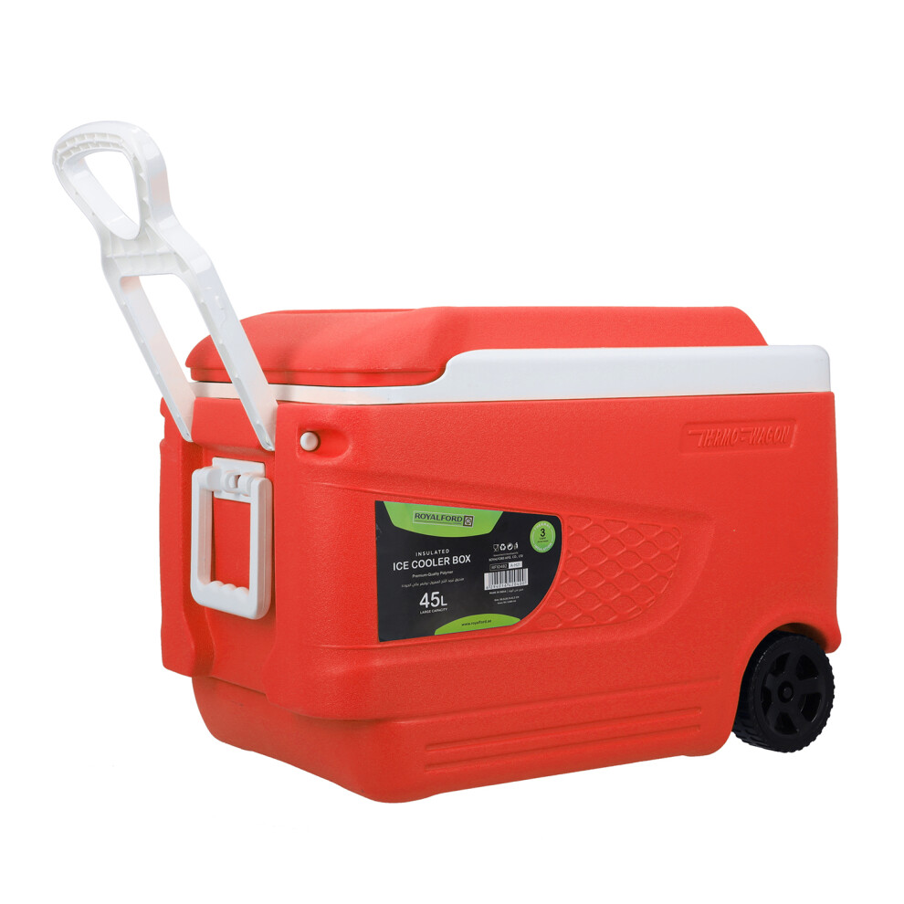 (Red) ROYALFORD Ice CoolerBox Lock Lid with Carry Handle