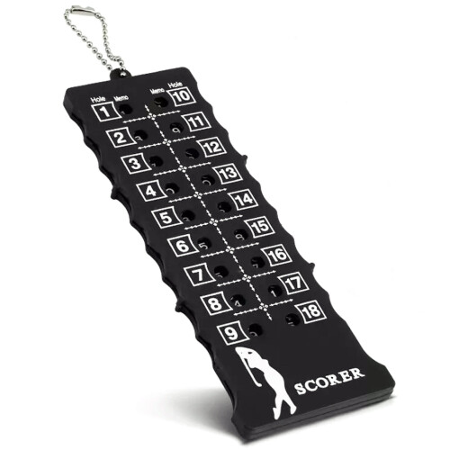 Portable 18-Hole Golf Scorecard Score Counter Black 1