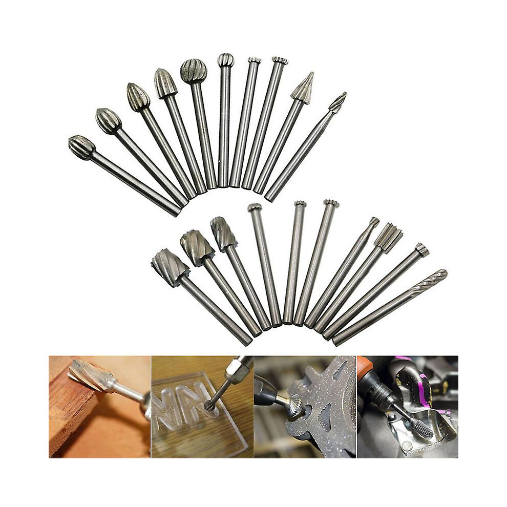 20pcs Drill Bits Dremel Set Steel Rotary Burrs High Speed Wood Carving Tools