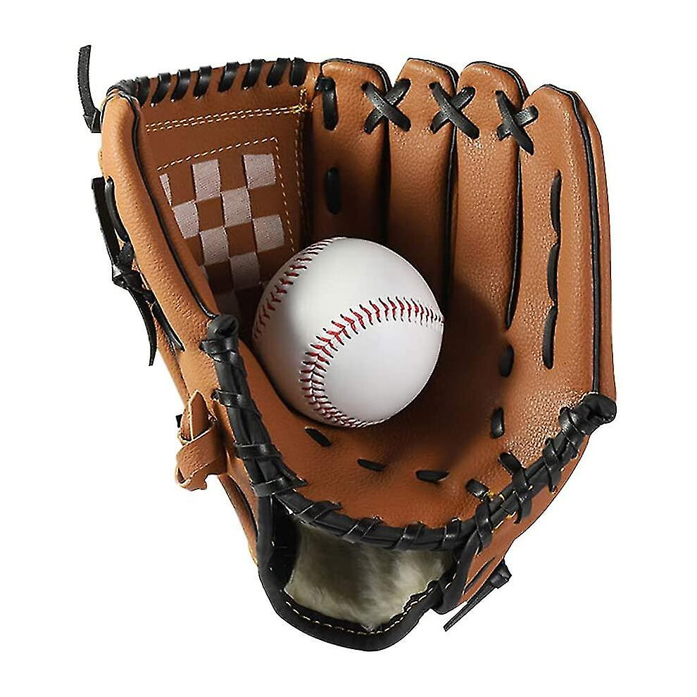 Baseball Gloves, Kids Teens Youth Durable Leather Softball Baseball Pitcher Mitt For Boys Girls Left Hand - Brown