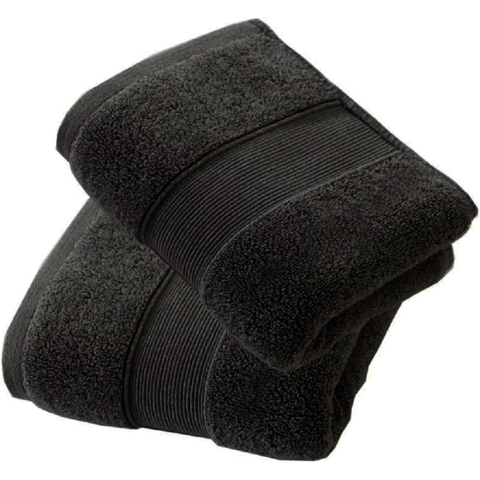 (Black) Pack of 2 Hand Towels 800GSM Soft Hotel Quality 100% Egyptian Cotton Luxury Towels