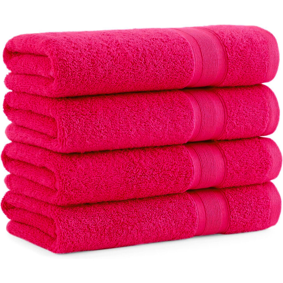 (Pink) 4X Luxury Face Cloth Towels 800 GSM Egyptian Cotton Super Soft Flannels Wash Cloths