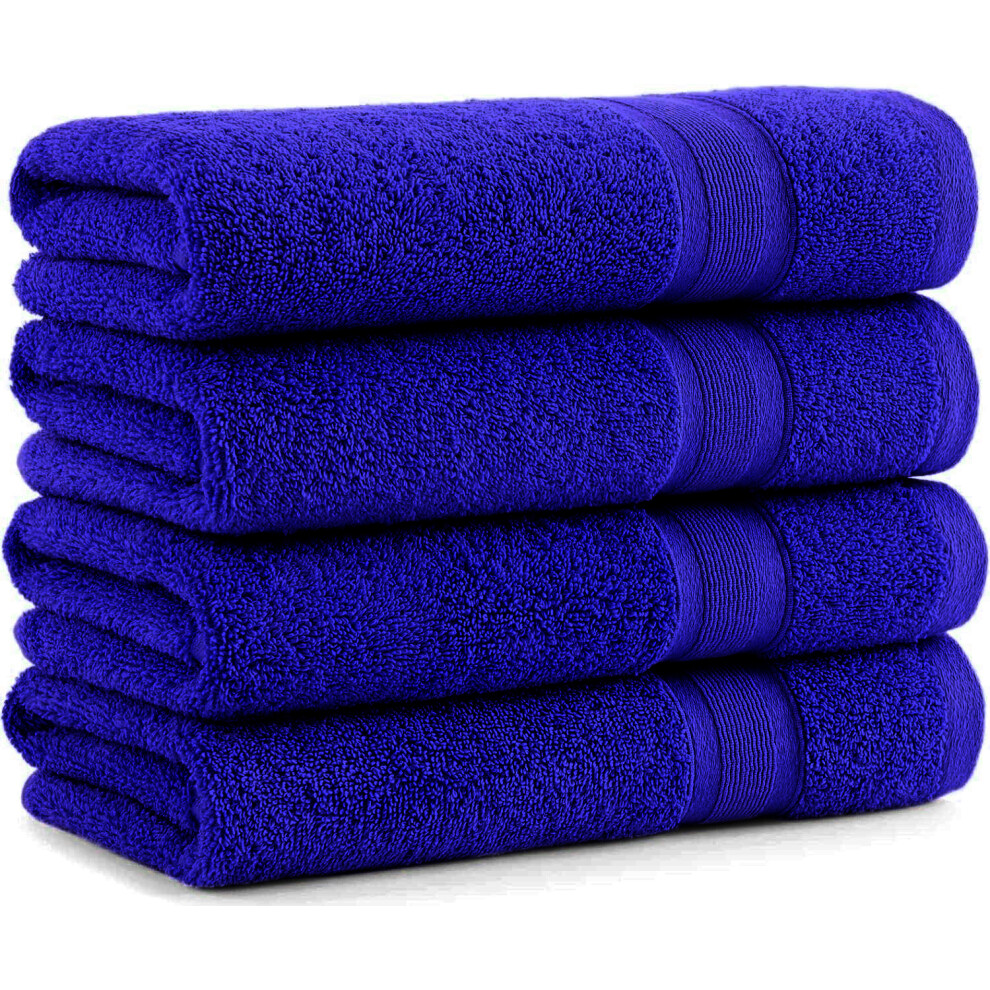 (Blue) 4X Luxury Face Cloth Towels 800 GSM Egyptian Cotton Super Soft Flannels Wash Cloths