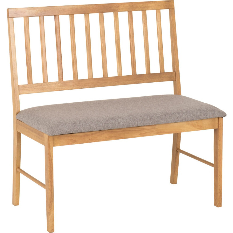 Austin 2 Seater Bench in Oak Effect and Grey Fabric