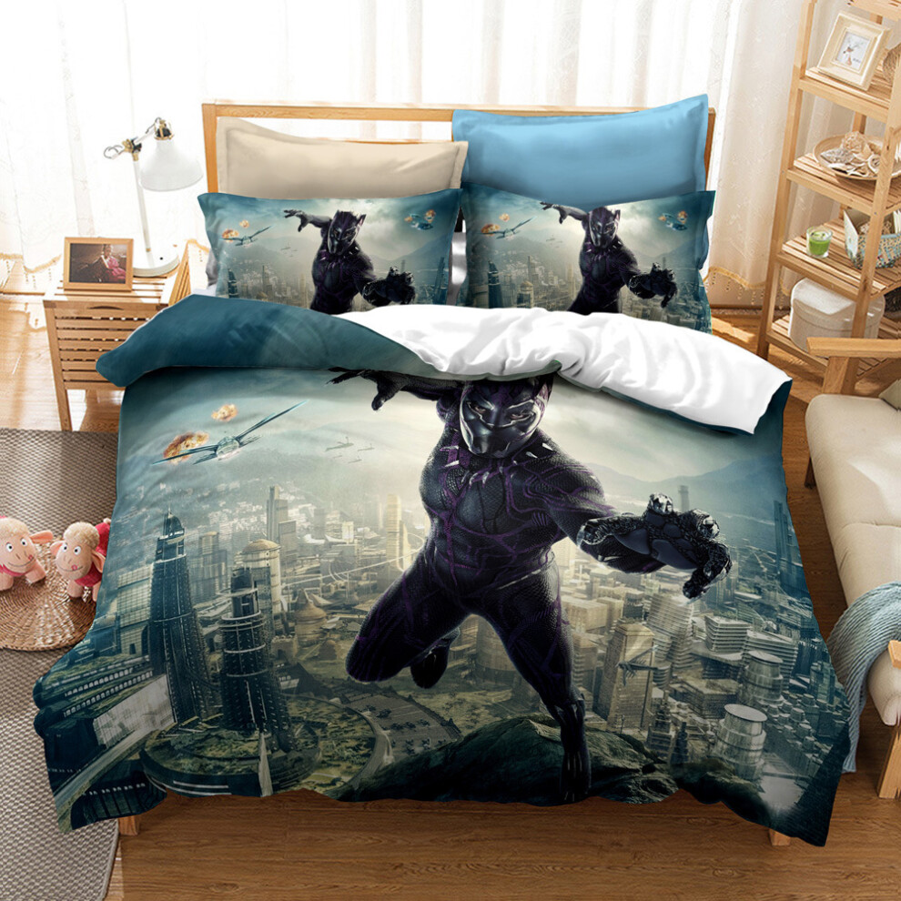 (Style 01, Single(135X200CM/2PCS)) Black Panther Bedding Single Double Duvet Cover UK