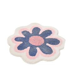 (White) Flower Round Rug Super Soft Flocking Plush Floor Rug Living Room Non Slip Carpet Sofa Bedside Rugs Baby Crawling Mat Doormat Rug