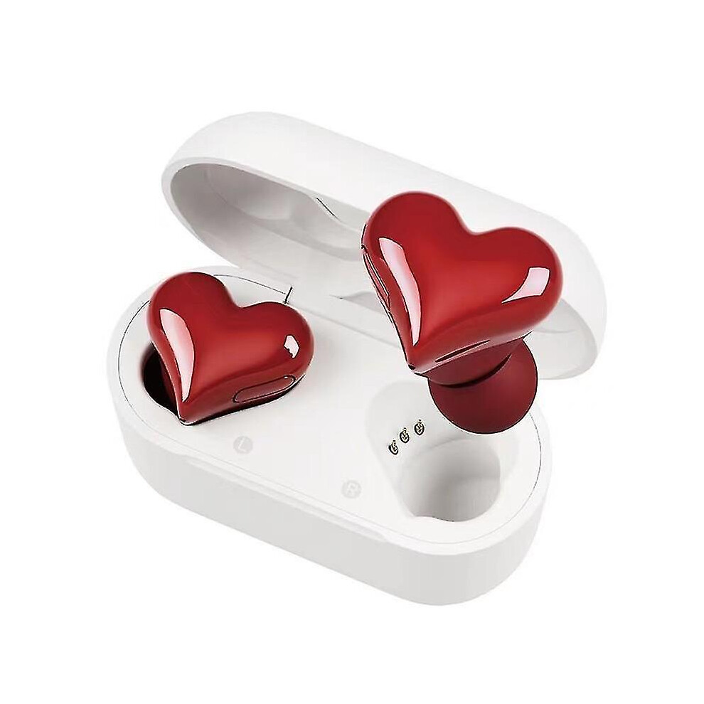 (Red) Heart-Shaped Bluetooth Earbuds Wireless 5.3 Headphone Red 6909589425652