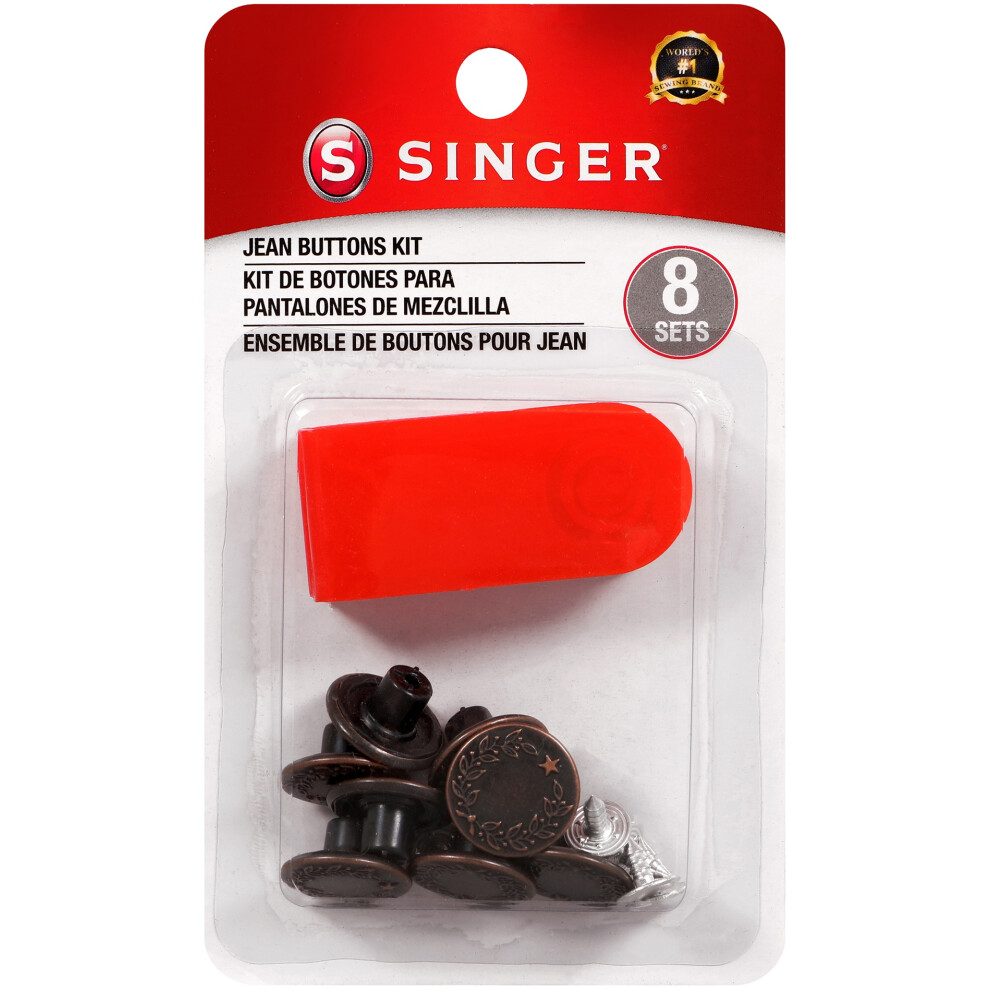 Singer No Sew Jean Buttons Kit With Tool-8 Sets 00841