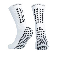(White) A Pair Anti Slip Soccer Socks For Athletic Running Socks Non Slip Breathable