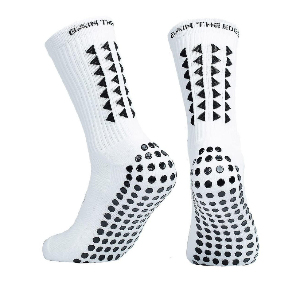 (White) A Pair Anti Slip Soccer Socks For Athletic Running Socks Non Slip Breathable
