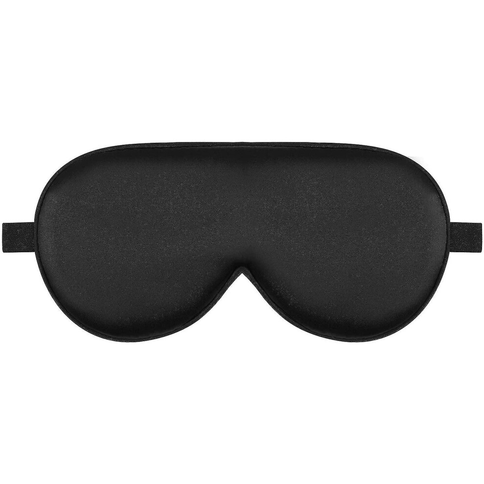 Black Ssxjv Natural Silk Sleep Mask, Blindfold, Super Smooth Eye Mask Unisex (Black)