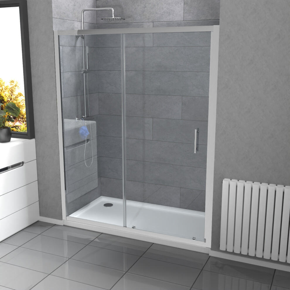 Nes Home Keni Slider Door 6mm Clear Glass 1600mm x 1850mm Chrome