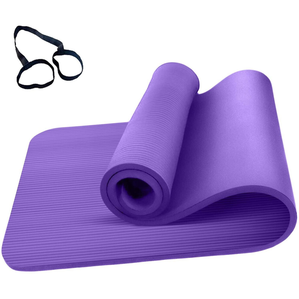 (Purple) Yoga Mat Non-slip, Yoga Mat 1cm Thick, Yoga Mat, Fitness Sports Mat, Fitness Mat, Gymnastics Mat For Women Men, 183cm X 61cm, Blue 