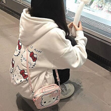 (Plush, L 105-125) 2022 Autumn Winter Sanrio Coats Hello Kitty Student Retro Casual Autumn Loose Coats Gril Sweats Hoodies