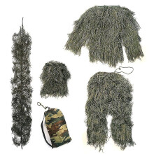 (White, 170) Children's Size Ghillie Suit Camo Woodland Camouflage Forest Hunting Game 5-piece Bag