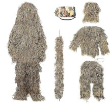 (Sand color, 160) Children's Size Ghillie Suit Camo Woodland Camouflage Forest Hunting Game 5-piece Bag