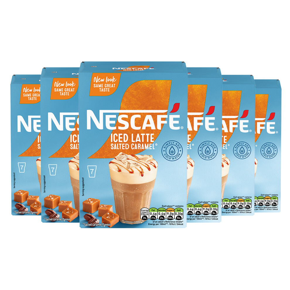 Nescafe Iced Latte Salted Caramel Instant Coffee Sachets 6 x 7 Sticks