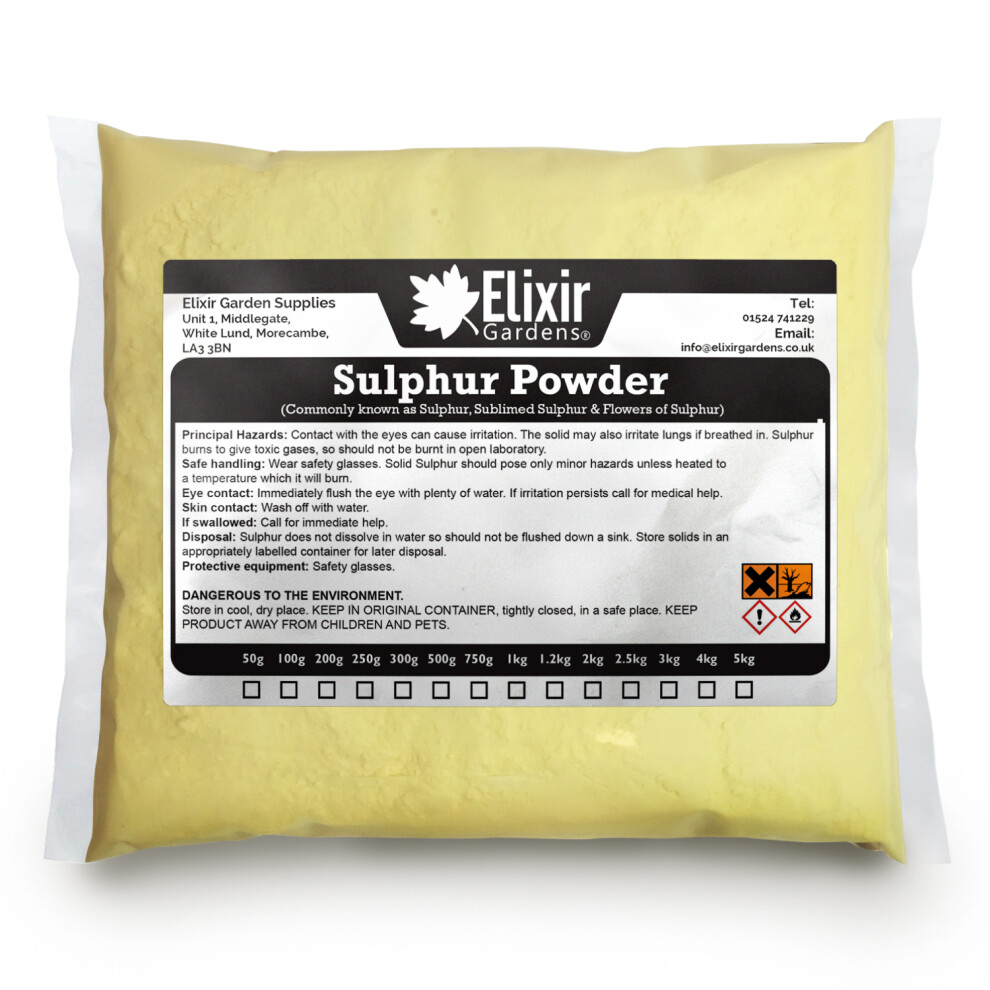 (50g) Elixir Gardens | Flowers of Sulphur Powder | 50g - 5kg