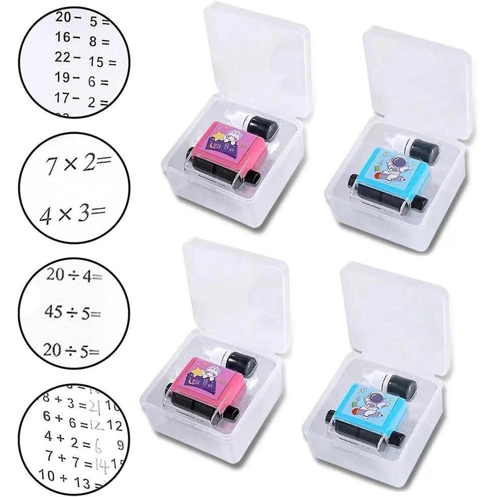 4pcs Roller Digital Teaching Stamp,reusable Math Educational Toy For Addition Subtraction Multiplication Division