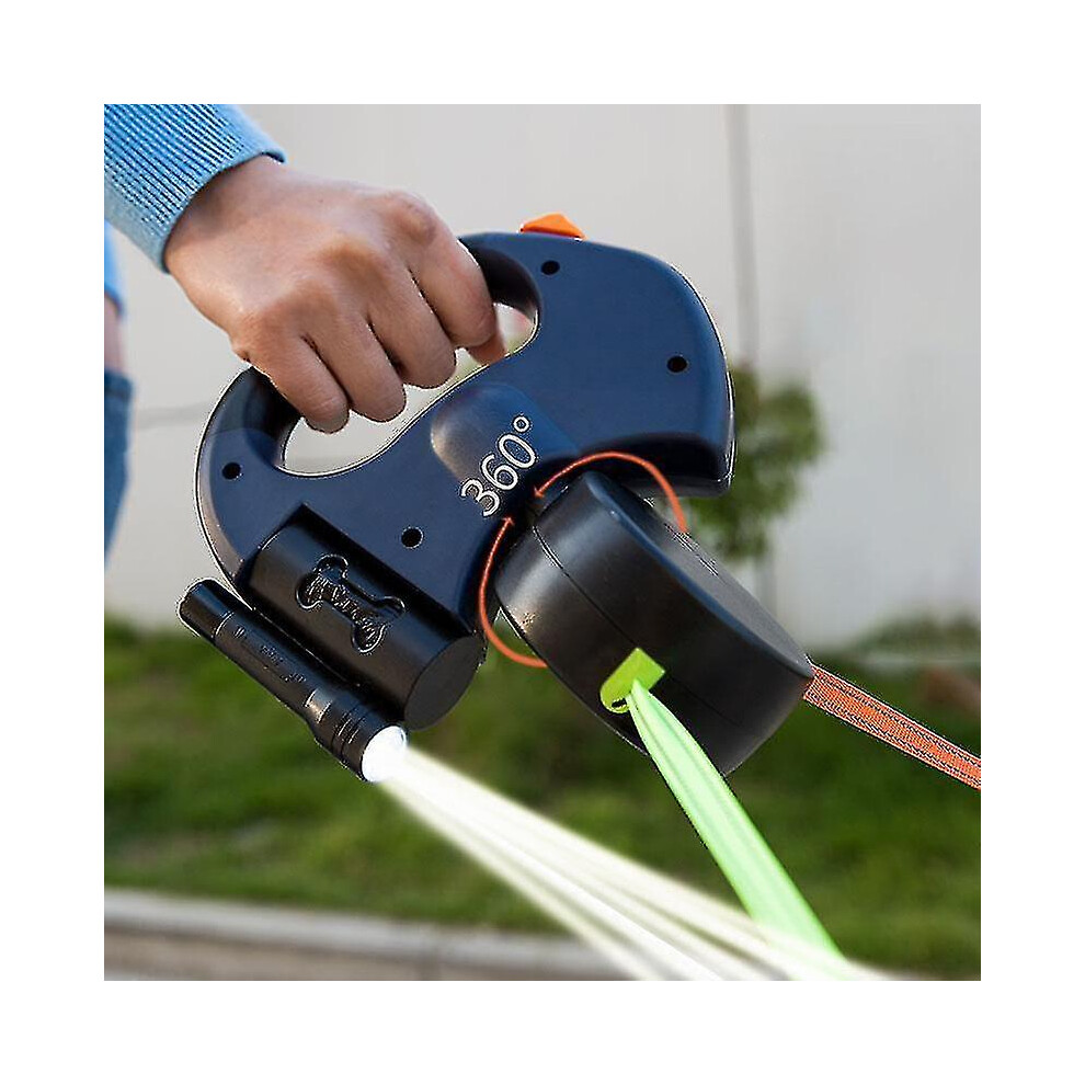 Pet Retractable Double Leash With Light Portable Swivel