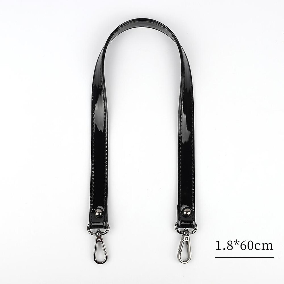 (60cm black) Pu Leather Balck Shoulder Strap Patent Leather Handbag Bag Strap Diy Replacement Belts Handle Bag Accessories