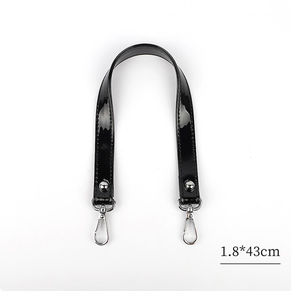 (43cm sliver) Pu Leather Balck Shoulder Strap Patent Leather Handbag Bag Strap Diy Replacement Belts Handle Bag Accessories
