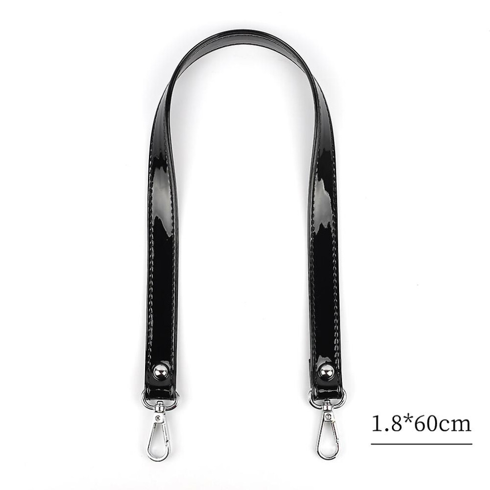 (60cm sliver) Pu Leather Balck Shoulder Strap Patent Leather Handbag Bag Strap Diy Replacement Belts Handle Bag Accessories