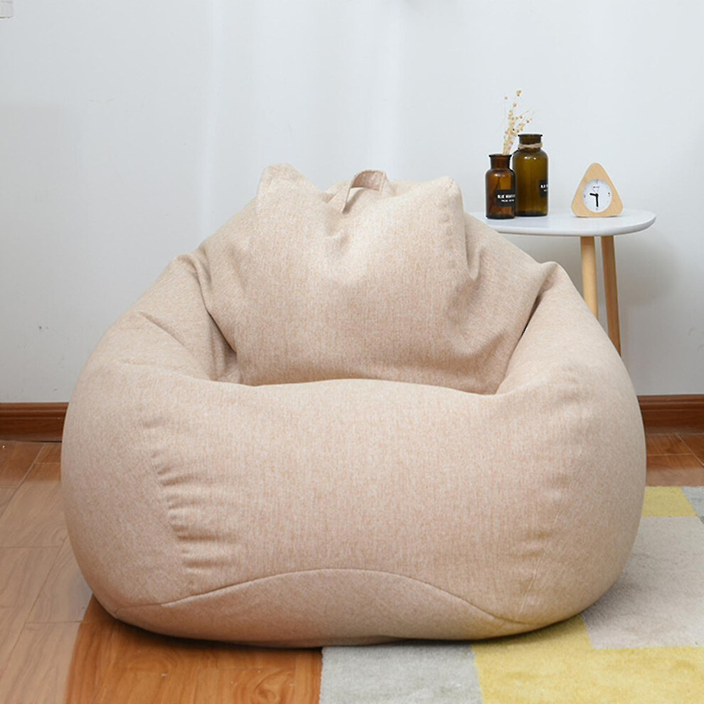 (Khaki, 80 * 90cm) New Extra Large Bean Bag Chairs Couch Sofa Cover Indoor Lazy Lounger For Adults Kids Sellwell(no Filling)
