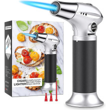 Kitchen Blowtorch Refillable Lighter Adjustable Blowtorch Flame Butane Gas Torch With Safety Lock Kitchen Diy Craft Bbq Baking Creme Brulee Soldering