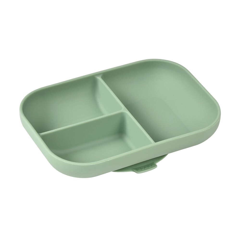 BÃABA - Suction Compartment Silicone Plate, Anti-Slip, Healthy and Durable, Dishwasher Compatible, Microwave, Freezer,