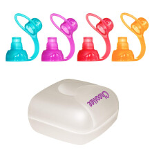 SoftSip Food Pouch Tops | 4 colori + custodia bianca | Previene le fuoriuscite e protegge la bocca dei bambini