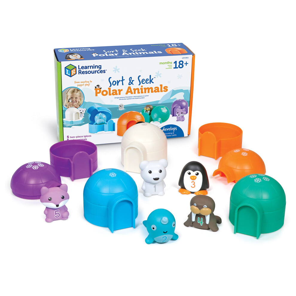 Sort & Seek Polar Animals, Toddler Activities, Educational Toys, Educational Toy Set Colour, Teaching Toys, 15 Pieces,