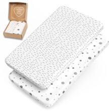 mimaDU Premium Cover, Fitted Sheet for Crib, Baby Cot, Fitted Sheet for Side Bed 90x55, 90x50, 89x49 cm - 100%