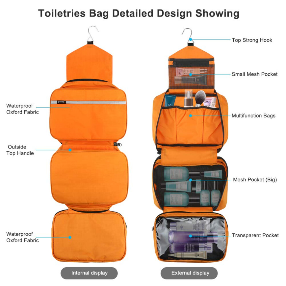 Hanging Toiletry Bag Waterproof, Travel Wash Bag for Men Women