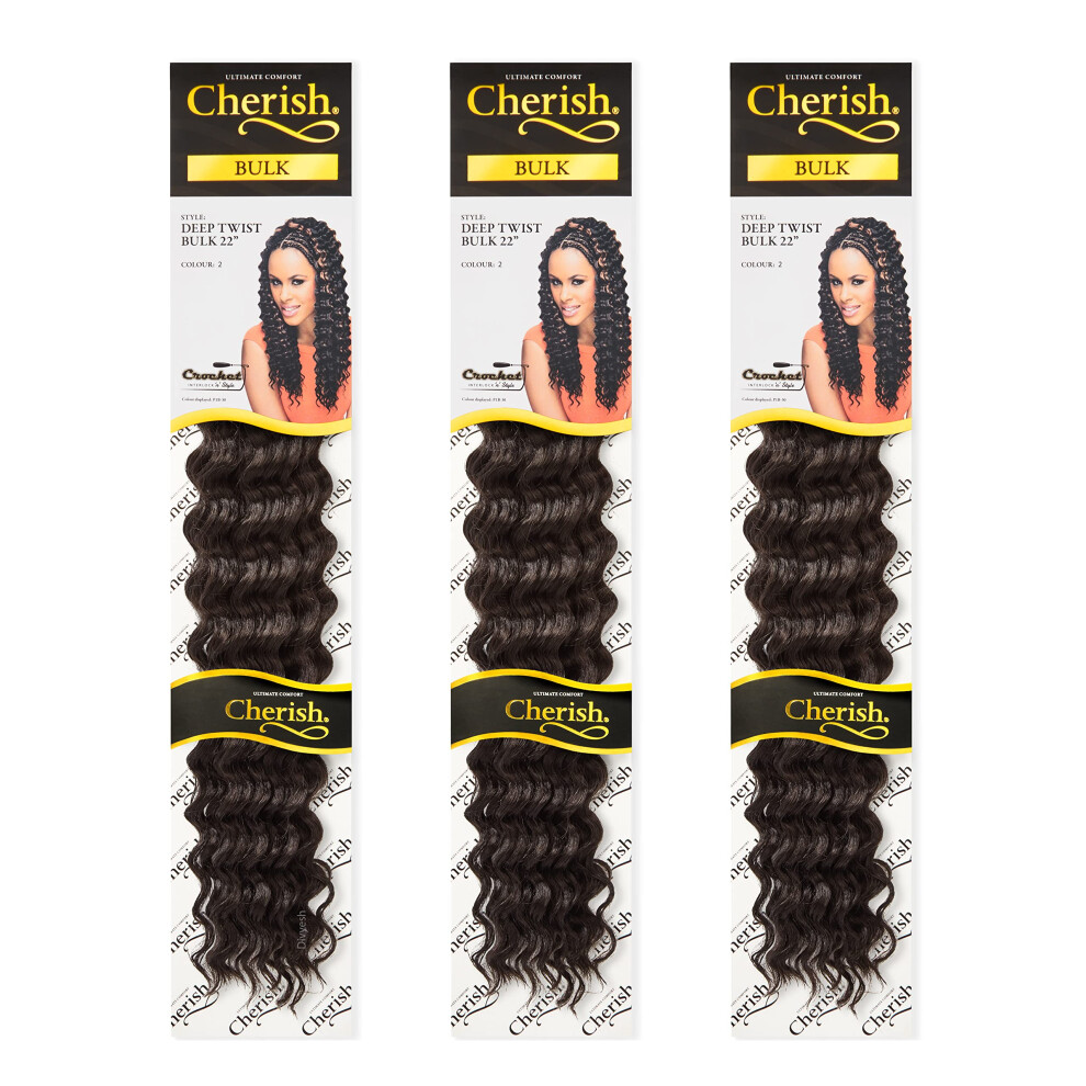 Cherish/Deep Twist Bulk 22'' / Crochet Hair Braids/Colour - 2 / Pack of 3