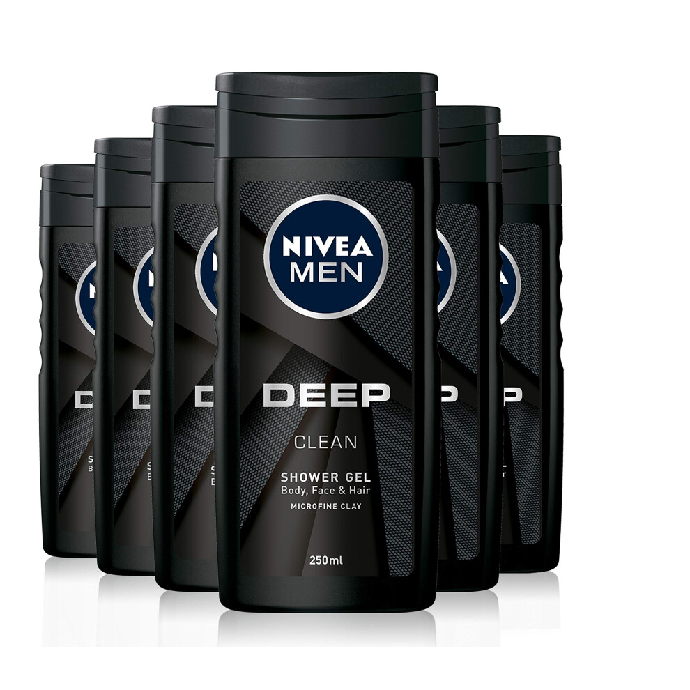 Deep Shower Gel Pack of 6 (6 x 250ml), Face, Hair & Body Wash Black Charcoal Shower Gel, 24H Deeply Cleansing and-image-OPC-PDS8MTY-NEW