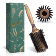 Round Hair Brush for Women or Men Quick Blow Drying, Boar Bristle Large Round Hair Brush for Hair Styling, Drying,