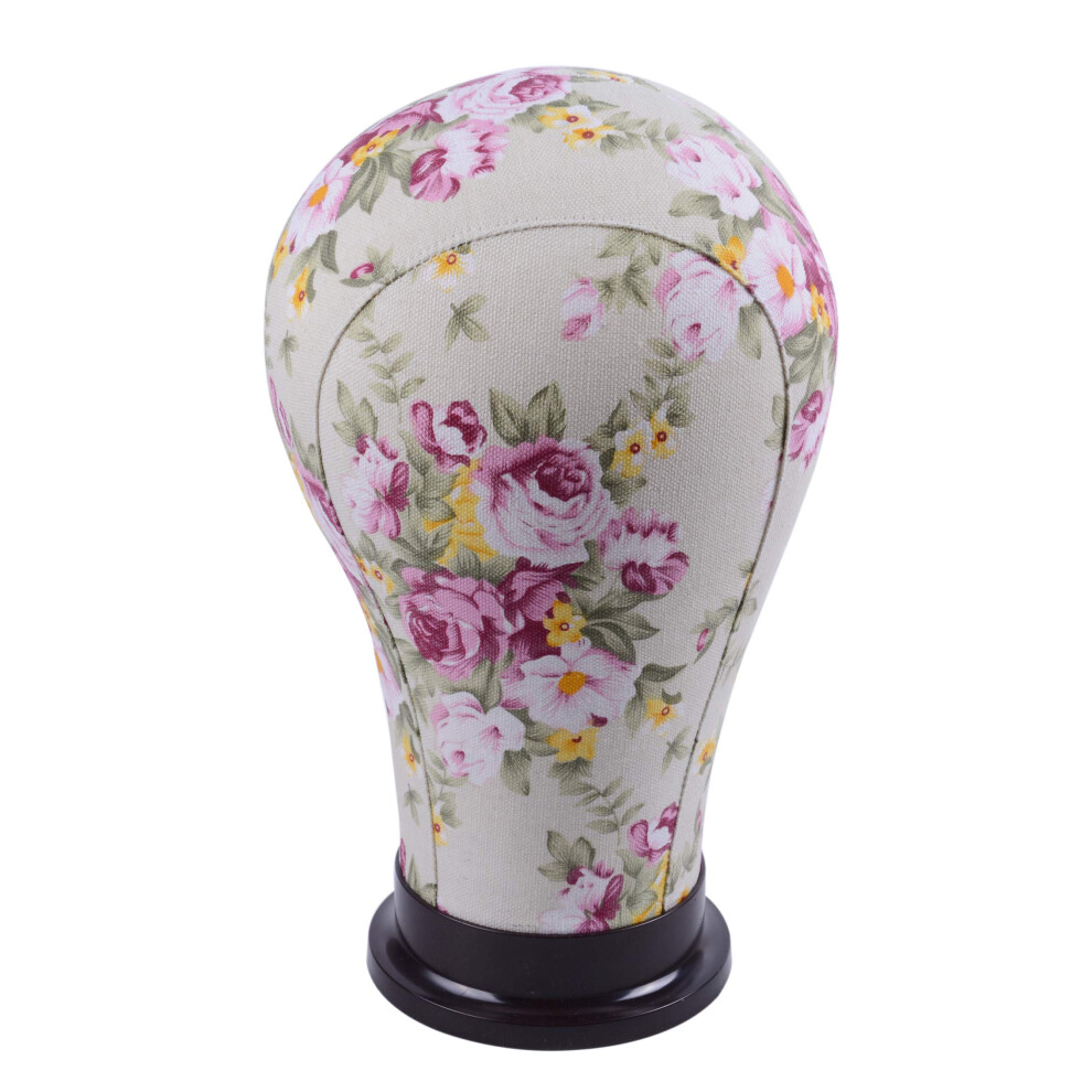 Yantaisiyu Unisex Pink Canvas Block Head Wig Head Mannequin Manikin Head Wigs Making Display Head ( Flower 22 Inch)
