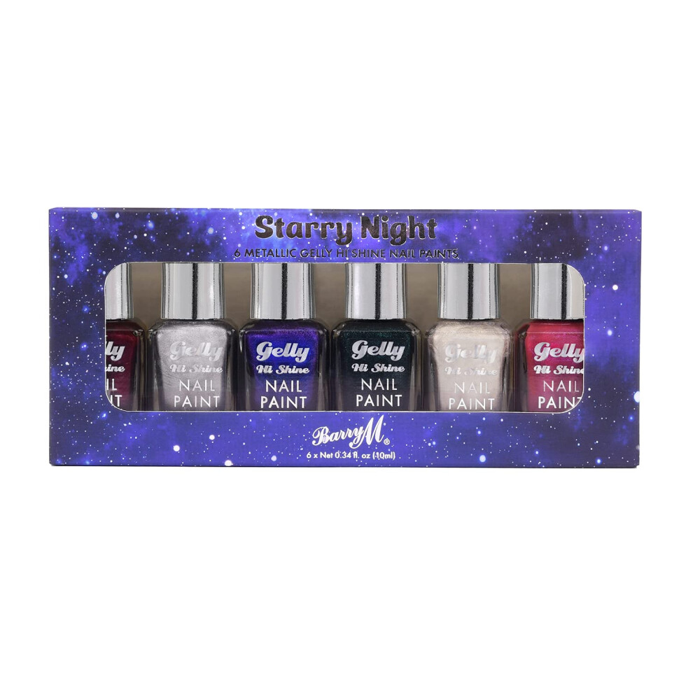 Nail Paint Gift Set, 6 Metallic Gelly Hi Shine Nail Paints - Starry Night