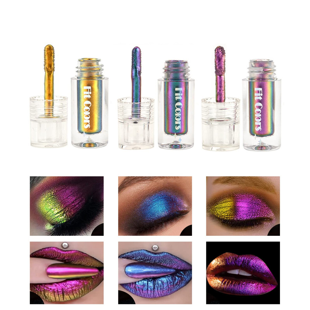 Domality Chameleon Eyeshadow Liquid Set, 3Pcs Intense Color Shifting Multichrome Eyeshadow, Highly Pigment Metallic Long Lasting