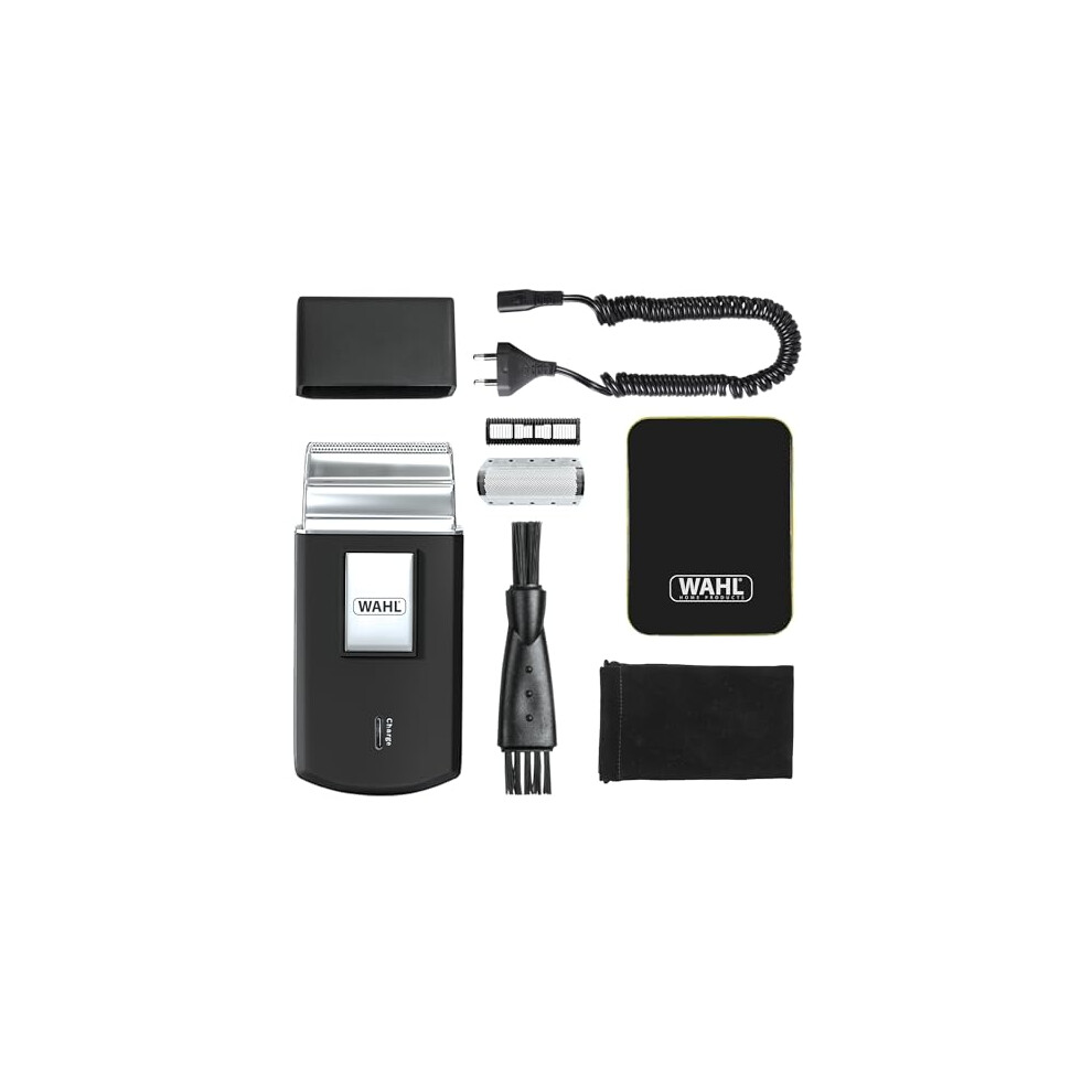 New Wahl Men's Pocket Travel Shaver, Compact Rechargeable Shaver, Beard Shaver, Electric Shavers For Flex Foils, Close Cut, Small Black